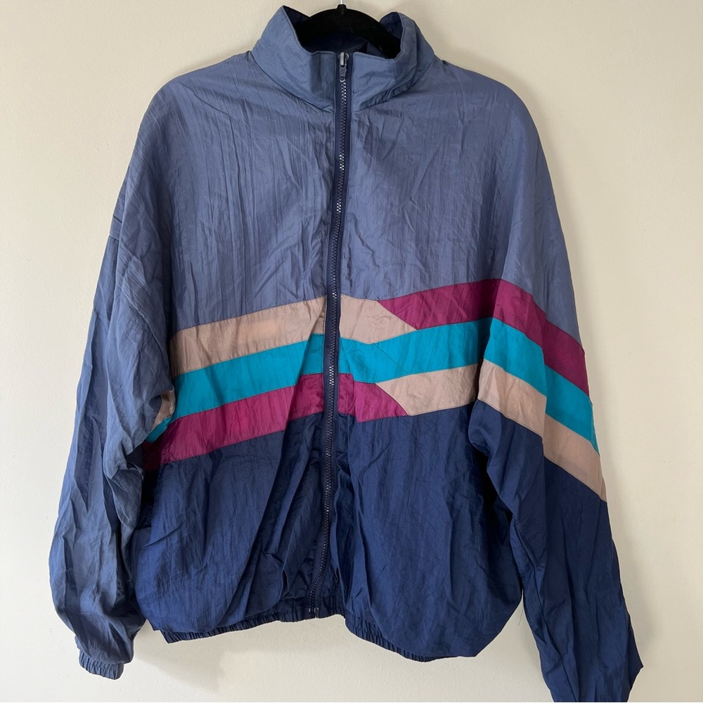 Vintage 90’s Colorblock Geometric Windbreaker Avait Sportif Blue Purple